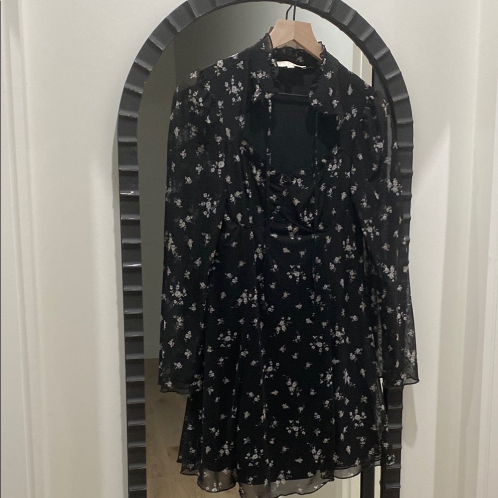 Floral Black Bustier Dress